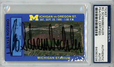 Bo Schembechler Signed 9/20/1986 Michigan Ticket Stub vs Oregon St PSA 43817 - Image 1 of 2
