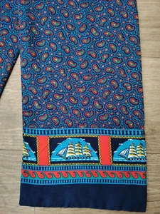 Vintage Cravat Scarf Paisley Nautical Clipper Print - Picture 1 of 2