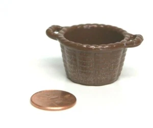 Playmobil Miniature Dollhouse Farm Dark Brown "Woven" Basket w/ Handles - Picture 1 of 1