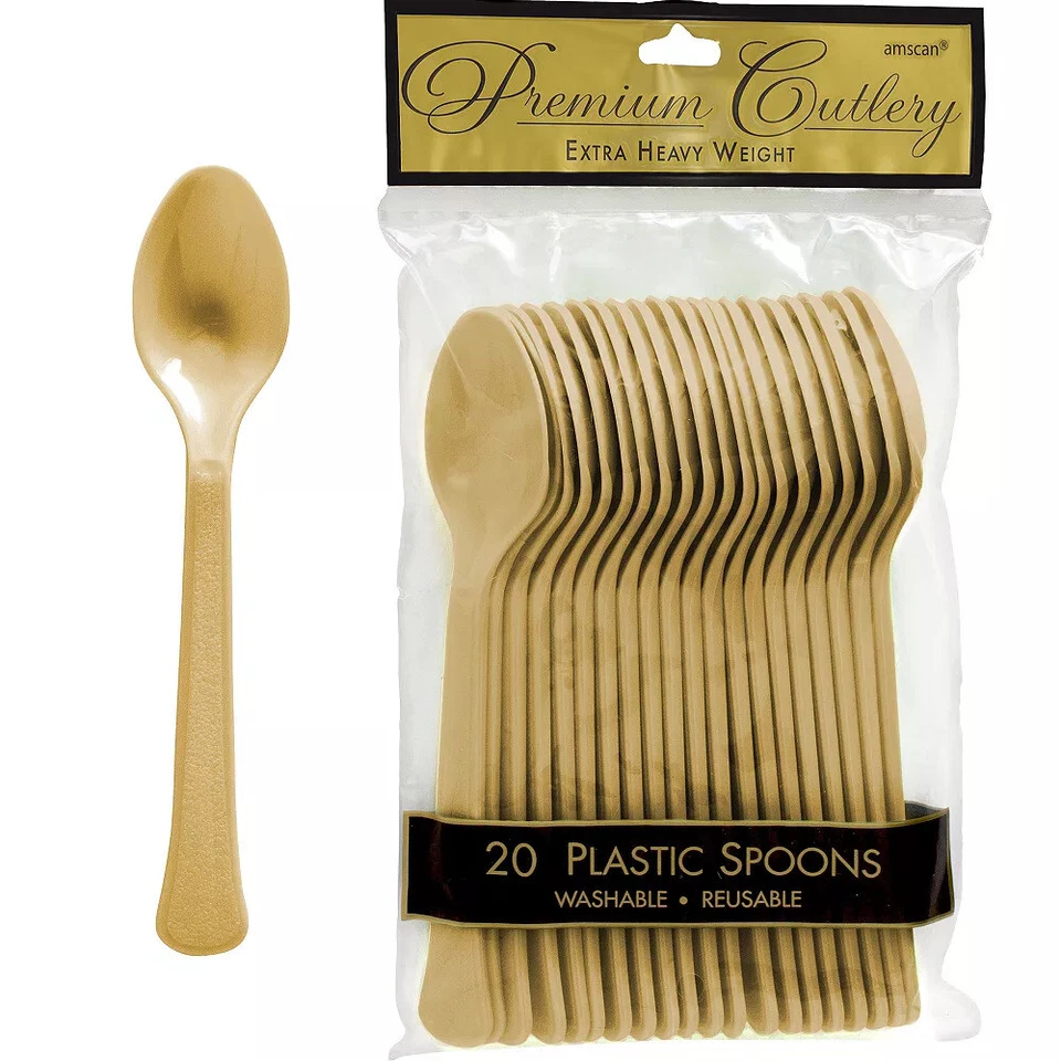 Gold Party Supplies Spoons 20Pk Birthday Wedding Engagement Milestone Princess - Image 1 of 1