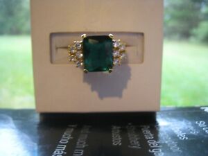 Ring Bomb Party 2899 Lab Created Emerald Gold Plated size 6
