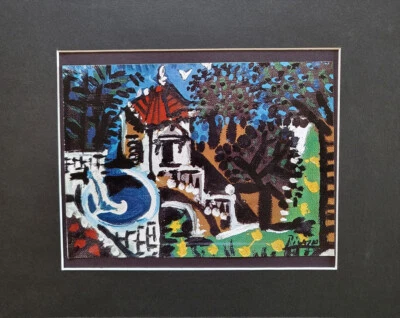 Pablo Picasso "Villa con Palomas" Mate Offset Color Litografía 1971 Foto 1 de 2