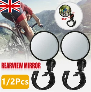 1/2X Bike Mirror Rotaty Round MTB Road Handlebar Bicycle Rear View Glass Cycle - Picture 1 of 22
