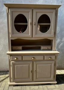 Landhausschchrank, Buffetschrank, Aufzatsschrank, Küchenschrank, Holz,Taupe - Bild 1 von 15