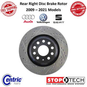 StopTech Sport Drilled Rear Right Disc Brake Rotor for 09-21 Audi VW Seat Models - Picture 1 of 12