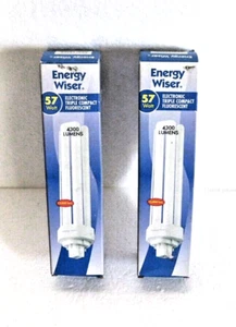 2 x BULBRITE CFL T4 BULB 57W LIGHT BULB 4-PIN CF57T835/E TRIPLE TUBE FLUORESCENT - Picture 1 of 8