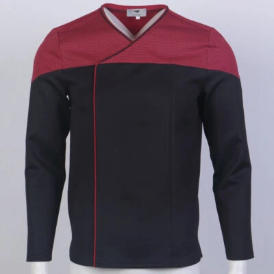 For Picard 2 Command Red Uniforms Cosplay Gold Blue Top Shirts Halloween Costume - Image 1 of 4