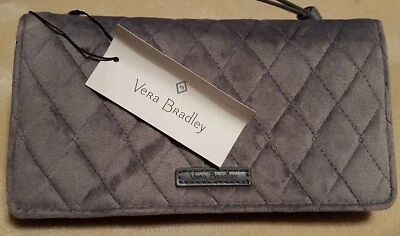 NEW Vera Bradley Carbon Gray Velvet RFID Crossbody Wallet & Wristlet Purse NWT - Image 1 of 4
