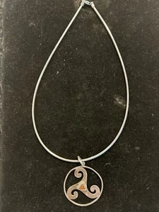 STERLINGSILBER BALTISCH BERNSTEIN IRISCH TRISKELION KNOTEN HALSKETTE 17 ZOLL - Bild 1 von 7