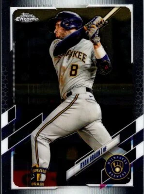 2021 Topps Chrome Ryan Braun Milwaukee Brewers #164 - Image 1 of 2