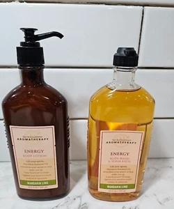 LOT OF 2 BATH AND BODY WORKS AROMATHERAPY ENERGY BODY WASH & LOTION MANDARIN... - Picture 1 of 4