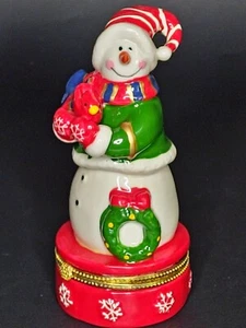 Kirk Adlers Snowmen Porcelain Hinged Trinket Box Holiday Decor Gift - Picture 1 of 6