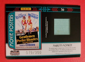 MARILYN MONROE WORN RELIC SWATCH CARD #d79/350 2011 AMERICANA MOVIE POSTERS - Picture 1 of 2