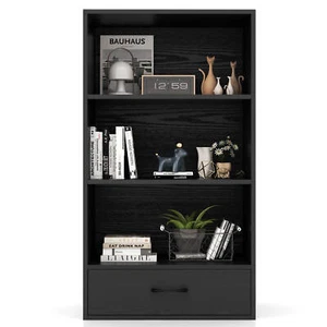 48" Tall 4-tier Storage Shelf Wood Bookcase w/Drawer Home Organizer Display Rack - Picture 1 of 9