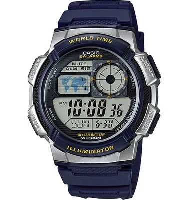 Casio AE1000W-2AV, Reloj Cronógrafo, 5 Alarmas, Batería 10 Años, Hora Mundial Foto 1 de 2