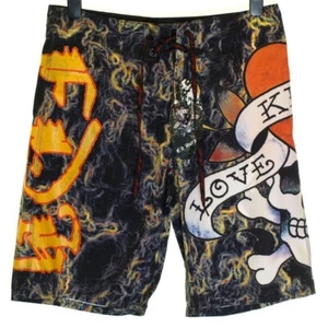 Brandneu mit Etikett authentisch Ed Hardy Board Schwimmshorts Smoking Love Herren neu schwarz - Bild 1 von 4