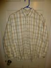 Men's Eddie Bauer Pale Yellow/Green Plaid Long Sleeve Shirt Small Button Front