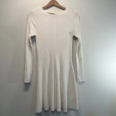 Vestido para mujer Elie Tahari acanalado mezcla de cachemir línea A talla S marfil Foto 1 de 4