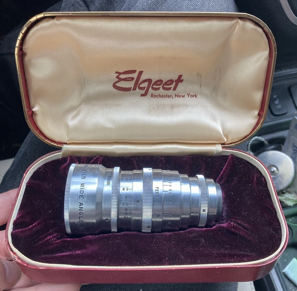 Elgeet Wide Angle 13mm f1.5 C MOUNT CINE LENS Bolex Filmo 16mm Camera w/ Case - Image 1 of 4