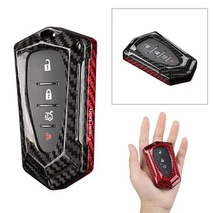 Rot Carbon-Faser-Schlüsselanhänger-Etui für Chevrolet Camaro Cruze Malibu XL - Picture 1 of 8