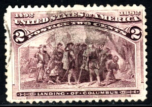 Stamp USA (circa 1893) Columbian Exposition- 2¢ Landing of Columbus SC# 231 used - Picture 1 of 2