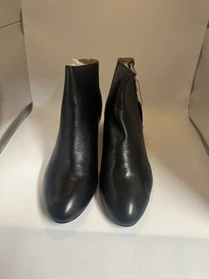 Alfani 女式真皮踝靴 9 码黑色侧拉链低跟全新 — 第 1/4 张图片