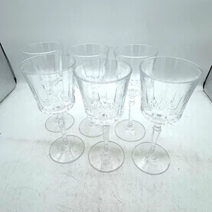 Calici in vetro taglio trasparente vintage motivo diamante bicchieri da vino set di 6 calici - Foto 1 di 5