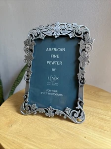 Lenox 5x7” Kirk Stieff Collection American Fine Pewter Floral Picture Frame - Picture 1 of 9