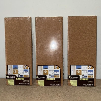Quartet Modular Natural Frameless Bulletin Board 5.5 x 14 Inches Cork Board x3 - Image 1 of 3