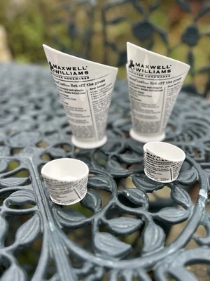 MAXWELL WILLIAMS Designer Homewares: Newsprint French Fries & Sauce Dish Set 4x - Image 1 of 4