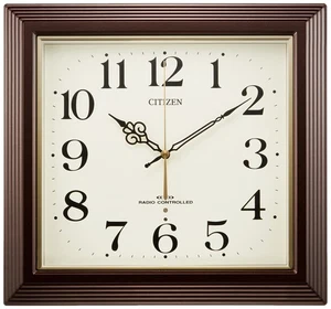 RHYTHM Citizen Wall Clock Radio Clock Analog Square Brown CITIZEN "Yasaka" 4MY80 - Picture 1 of 2