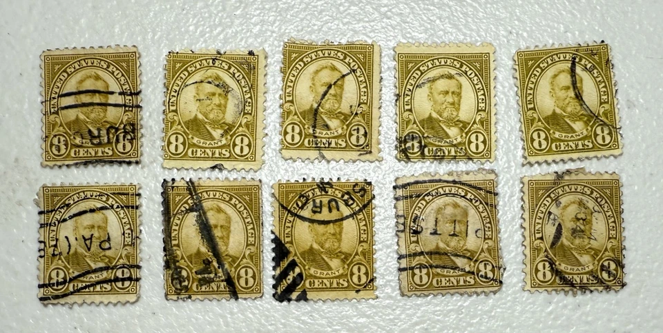 Lote de 10 estampillas de Estados Unidos #640 "Subvención" de 8 centavos usadas Foto 1 de 1