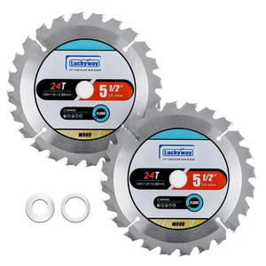 2-Pack 5-1/2 Inch 24T with 5/8 Inch Arbor TCT Circular Saw Blade General Purp... - Picture 1 of 5