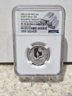 2020 S Silver Marsh Billings Rockefeller NP Quarter Proof PF70 UC Early Releases - Image 1 of 2