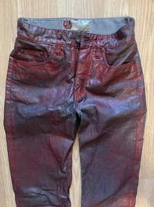 Pepe Jeans London S Women’s Painted Denim Jeans Red High Waist Long Vtg 26 - Picture 1 of 9