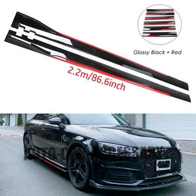 For AUDI A4-6 Q3-7 Glossy Black Look 86.6" Side Skirt Extension Spoiler Splitter — 第 1/4 张图片
