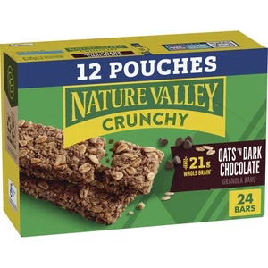 Nature Valley Crunchy Oats Dark Chocolate Granola Bars 12 Count Snack Pack - Picture 1 of 8