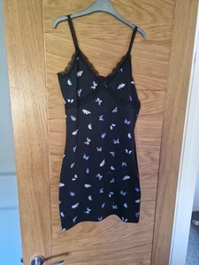 H&m Navy With Butterflies Dress Size Med - Picture 1 of 3