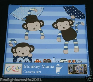 CoCaLo Monkey Mania Lona Arte de Pared 12x12 Decoración de Infantería Nuevo - Imagen 1 de 3