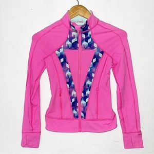 ivivva Girls Sz 10 pink Zip Up Jacket Geo Print Athletic - Picture 1 of 6