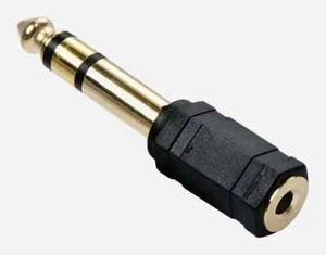 Kopfhörer Audio Adapter 6,35mm Stecker auf 3,5mm Buchse Stereo Gold - Bild 1 von 3