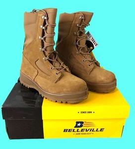 Belleville C300 ST Steel Toe Combat Boots 05.0 R Tan Leather & Nylon- VGC - Picture 1 of 8