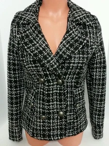 Boy Meets Girl Black White Peacoat Jacket Blazer Coat Juniors Jr SZ S Small 776 - Picture 1 of 12