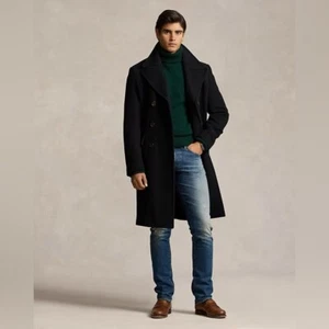BNWT Ralph Lauren Overcoat Wool Blend Black 46R Jacket Coat - Picture 1 of 10