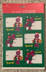 NEW Vintage 90's Barney Christmas Stickers 1993 New Sealed Gift Tags Hallmark - Picture 1 of 2