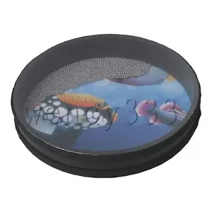Tamburo oceano 10" strumento manuale onda perline suono mare tamburo con motivo pesce - Foto 1 di 6