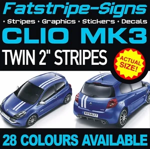 to fit RENAULT CLIO MK3 STRIPES GRAPHICS STICKERS DECALS 1.5 1.6 2.0 SPORT D - Picture 1 of 2