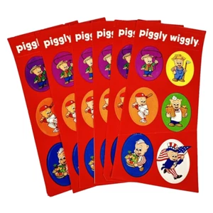 Piggly Wiggly Advertising Sticker Sheets Lot of 6 Red Background - Picture 1 of 6