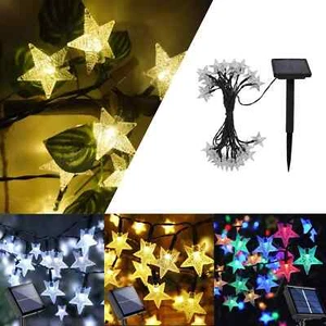 Solar Powered Star Fairy String LED Lights Waterproof Garden Outdoor Xmas Decor - Picture 1 of 7