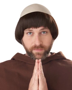 Medieval Priest Friar Wig With Bald Cap Adult Costume - Picture 1 of 1